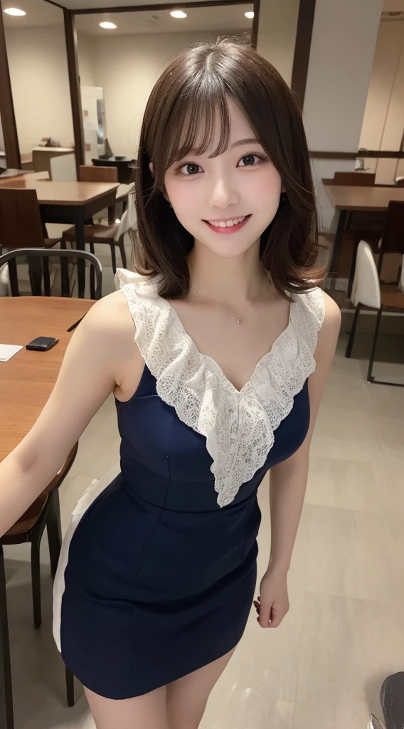 Tabletop, Highest quality, figure, Super detailed, In detail, High resolution, 8k wallpaper, Perfect dynamic composition, Beautiful attention to detail, dress,Medium Hair, , Natural color lip, Random sexy poses,smile,Osaka，20-year-old girl，cute