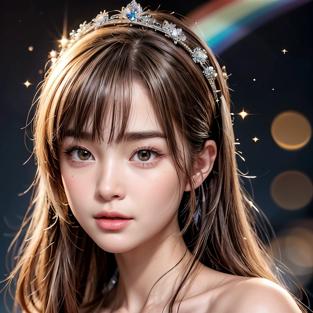 NSFW, 8k, High-level, absurd, masterpiece, best quality, primitive, very detailed CG, very detailed wallpaper, perfect lighting, Extremely detailed (((The personifying " Brooke Shields " as a ))), MysticSight, Tyndall effect, Tyndall scattering, Studio gray background with (many Dazzling RainbowColor particles BokeH:1.28), (RoundlyButts, ThighGap), (Exposed:0.4), (Assfocus with looking ahead), BREAK (NOGIZAKA face variations) Extremely Detailed very KAWAII face variations, perfect anatomy, Childish, captivating gaze, elaborate detailed Eyes with (sparkling highlights:1.28), long eyelashes、Glossy RED Lips with beautiful details, Coquettish tongue, Rosy cheeks, Radiant PearlSkin with clear transparency . { (Dynamic LifeLike expressions:1.4) | :d) }, (large eyes:-1) .