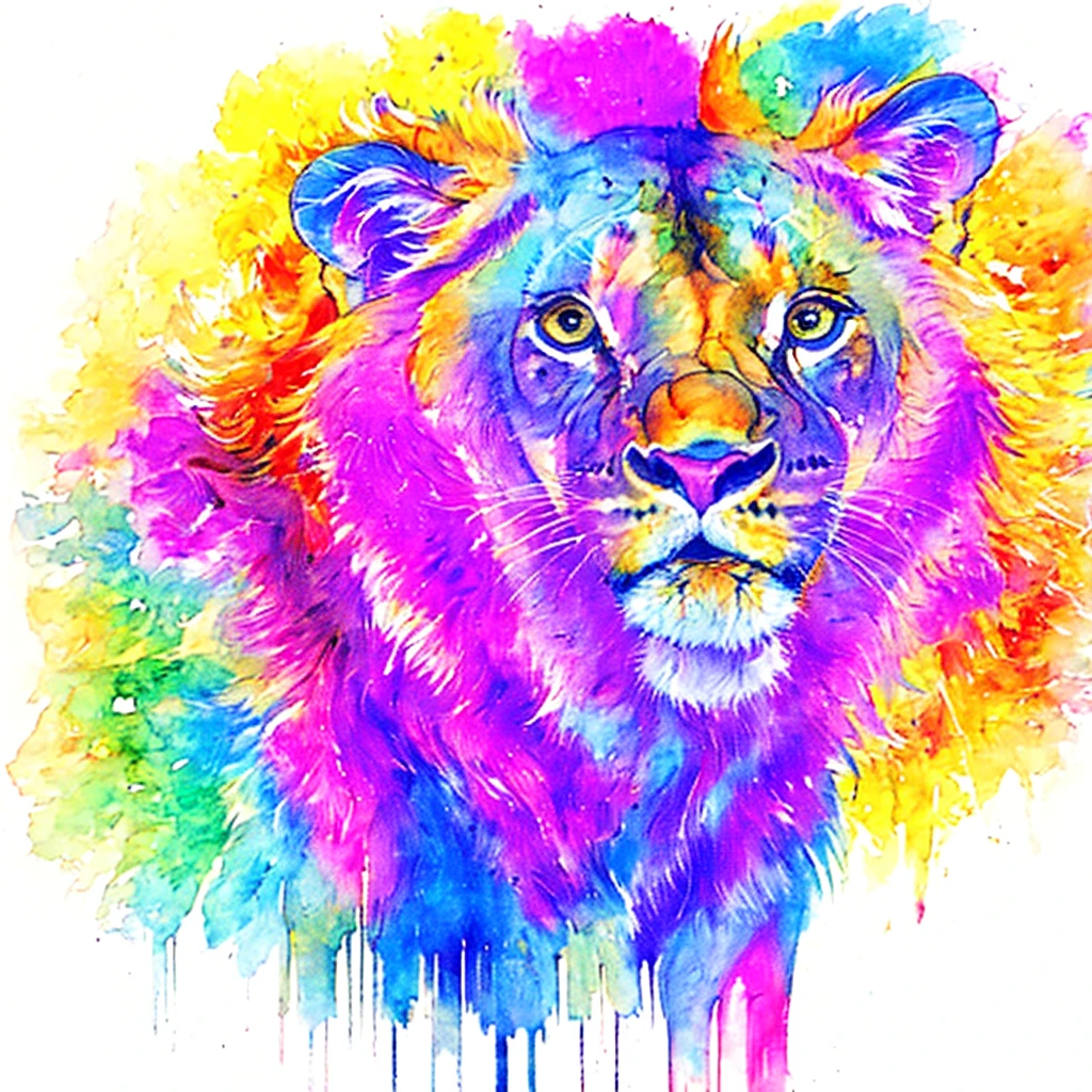 Title: "Lucky Lioness Bouquet: Vintage T-shirt Design" Prompt: Create a 2D sketch of a T-shirt design that shows a happy multi-colored lioness with multi-colored eyes, surrounded by beautiful flowers and smiling widely with a mischievous grin. The lioness should have a beautiful, fair, bright, colorful, hairy appearance and look in a state of pure bliss. The design should be in the style of Animal Art, Pop Art, Low Art and Conceptual Art inspired by the whimsical and colorful works of Ralph Steadman. The background of the design should be plain white, with a little texture or decoration added to add depth and interest. The image should be highly detailed and cinematic, capturing the playful and joyful spirit of the lioness and the bouquet. The lioness should have different colored eyes, which will add to the overall surreal and whimsical feel of the design. The use of bright pastel colors should be encouraged, creating a contrast between the lighter, softer shades of the lioness's coat and the richer, more saturated tones of the flowers. A lioness's hair and fur should be textured and voluminous, appearing thick and full, adding to the overall look of a cute and adorable design. Overall, the design is intended to be a bright, colorful and fun addition to any vintage clothing collection, reflecting the joyful and whimsical spirit of childhood memories and creative wonders. Format: Digital art Color palette: Pastel colors Style: Pop Art, Low Art, Conceptual Art Background: White with texture Character: vintage lioness with eyes of different colors. Expression: A smug and mischievous grin. Illustration technique: Bright, light, high detail. Textural elements: thick and full hair Additional elements: beautiful multi-colored flowers. Overall Theme: Sweet and playful. Art direction: Ralph Steadman style