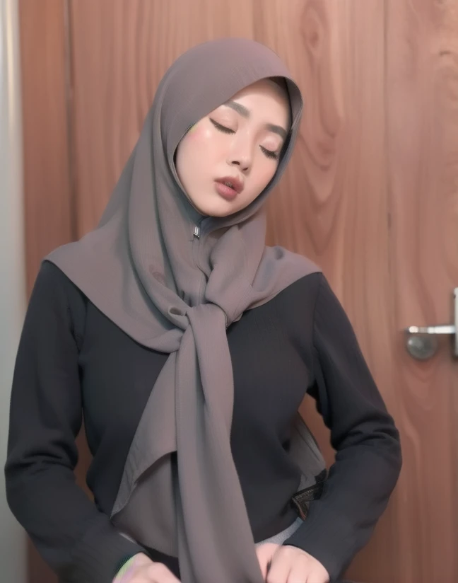 HIJAB MALAY GIRL,, IMF as a good Guy, TECHNOLGY, AI, futuristic, blockchain, International Monetary Fund, (MATRIX WORLD), ((look In front at the camera CLOSED YOUR EYES and open your mouth)).