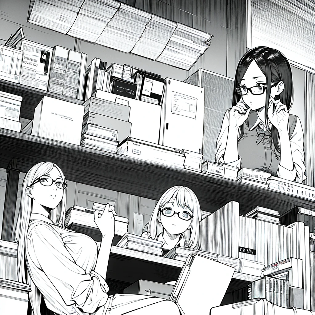 masterpiece, best quality, glasses, female, A dull look, office worker suit, girl, ( There is only one person ), A puzzled face
