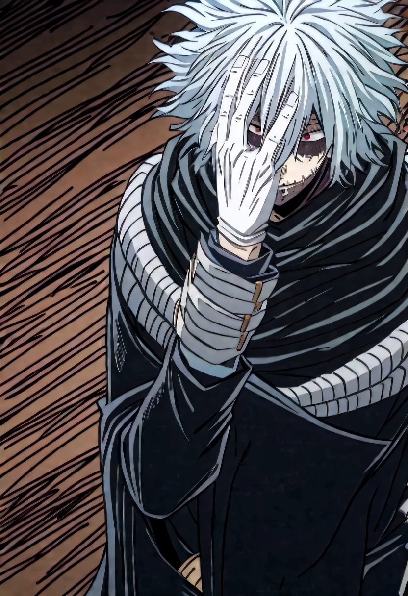 tomura_shigaraki, blue hair, red eyes, bangs, hair between eyes, scar, scar on face
tomura_shigaraki, blue hair, bangs, hair between eyes, scar, scar on face, gloves, white gloves, disembodied limb, covering face
tomura_shigaraki, white hair, red eyes, messy hair, gloves, red cape
tomura_shigaraki, white hair, red eyes, long hair, messy hair, cloak, cape
teeth
smile
grin
mole under mouth; dabi_bnha, black hair, blue eyes, short hair, spiked hair, hair between eyes, bangs, scar, burn scar, scar on face, piercing, stitches
dabi_bnha, white hair, blue eyes, short hair, spiked hair, hair between eyes, bangs, scar, burn scar, scar on face, piercing, stitches
blue fire