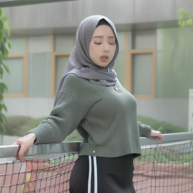HIJAB MALAY GIRL,, IMF as a good Guy, TECHNOLGY, AI, futuristic, blockchain, International Monetary Fund, (MATRIX WORLD), ((look In front at the camera CLOSED YOUR EYES and open your mouth)).