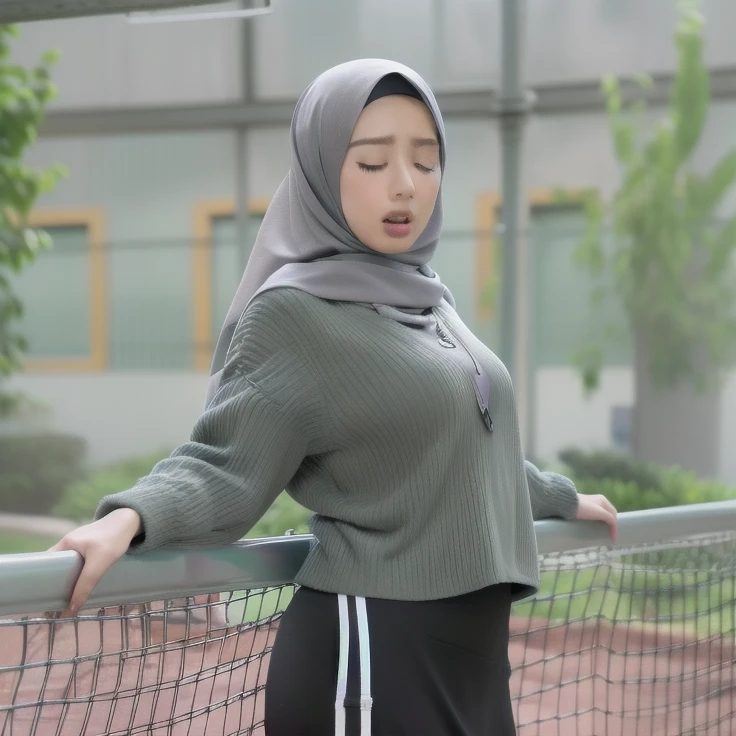 HIJAB MALAY GIRL,, IMF as a good Guy, TECHNOLGY, AI, futuristic, blockchain, International Monetary Fund, (MATRIX WORLD), ((look In front at the camera CLOSED YOUR EYES and open your mouth)).