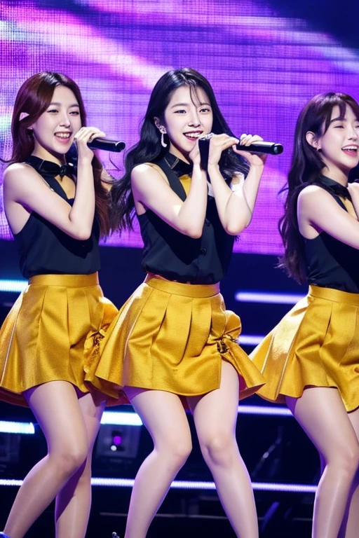 Four Korean women performing a song on stage