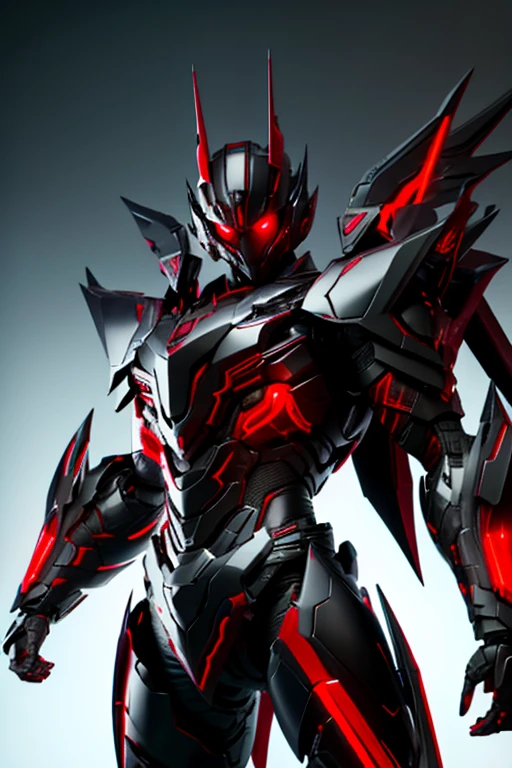 A Kamen Rider with red eyes and black armor，The whole picture is dark
