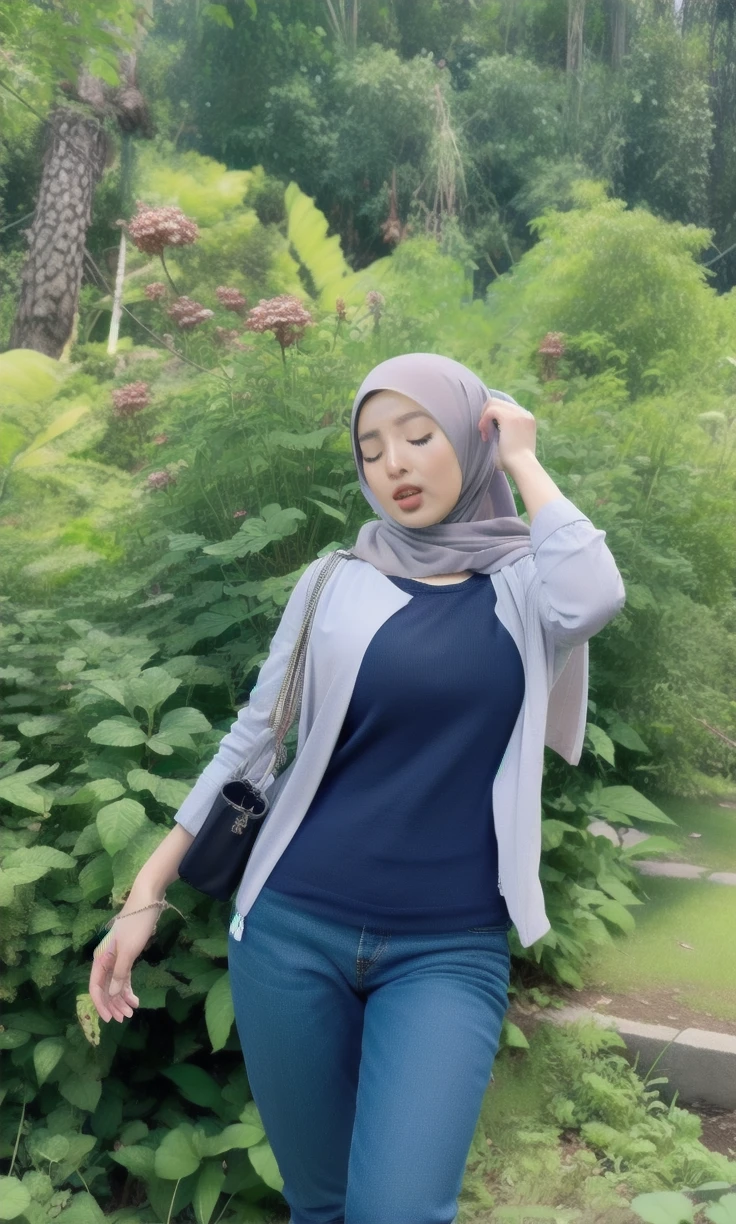 HIJAB MALAY GIRL,, IMF as a good Guy, TECHNOLGY, AI, futuristic, blockchain, International Monetary Fund, (MATRIX WORLD), ((look In front at the camera CLOSED YOUR EYES and open your mouth)).