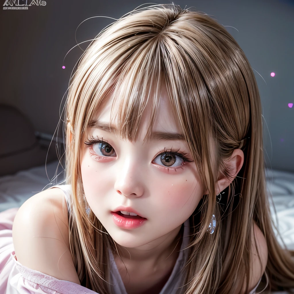 NSFW, 8k, High-level, absurd, masterpiece, best quality, primitive, very detailed CG, very detailed wallpaper, perfect lighting, Extremely detailed (((The personifying " Licca-chan " as a  Girl))), MysticSight, Tyndall effect, Tyndall scattering, Studio gray background with (many Dazzling RainbowColor particles BokeH:1.28), (RoundlyButts, ThighGap), (Exposed:0.4), (Assfocus with looking ahead), BREAK (NOGIZAKA face variations) Extremely Detailed very KAWAII face variations, perfect anatomy, Childish, captivating gaze, elaborate detailed Eyes with (sparkling highlights:1.28), long eyelashes、Glossy RED Lips with beautiful details, Coquettish tongue, Rosy cheeks, Radiant PearlSkin with clear transparency . { (Dynamic LifeLike expressions:1.4) | :d) }, (large eyes:-1) .