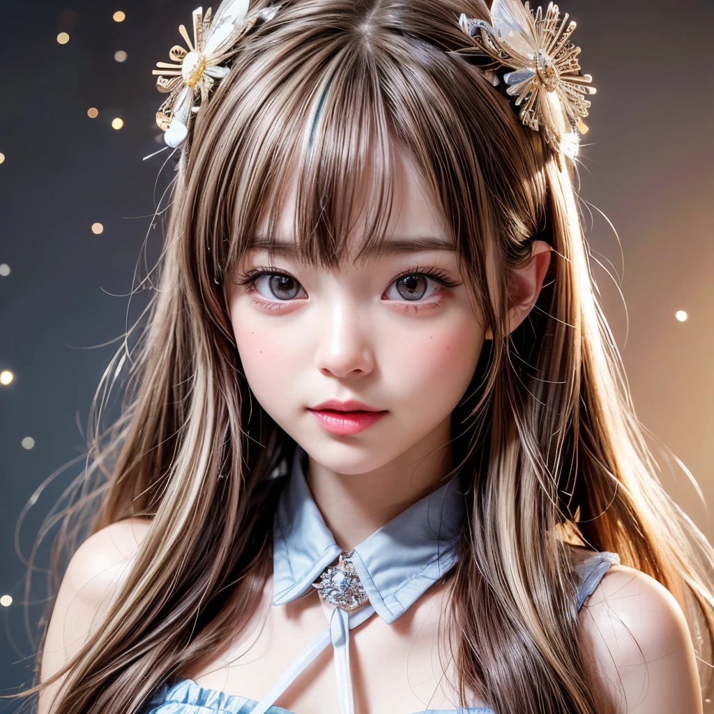 NSFW, 8k, High-level, absurd, masterpiece, best quality, primitive, very detailed CG, very detailed wallpaper, perfect lighting, Extremely detailed (((The personifying " Licca-chan " as a Little Girl))), MysticSight, Tyndall effect, Tyndall scattering, Studio gray background with (many Dazzling RainbowColor particles BokeH:1.28), (RoundlyButts, ThighGap), (Exposed:0.4), (Assfocus with looking ahead), BREAK (NOGIZAKA face variations) Extremely Detailed very KAWAII face variations, perfect anatomy, Childish, captivating gaze, elaborate detailed Eyes with (sparkling highlights:1.28), long eyelashes、Glossy RED Lips with beautiful details, Coquettish tongue, Rosy cheeks, Radiant PearlSkin with clear transparency . { (Dynamic LifeLike expressions:1.4) | :d) }, (large eyes:-1) .