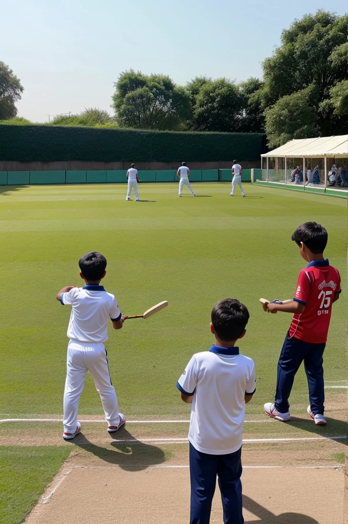 Boys playing cricket in earden gardan stadium