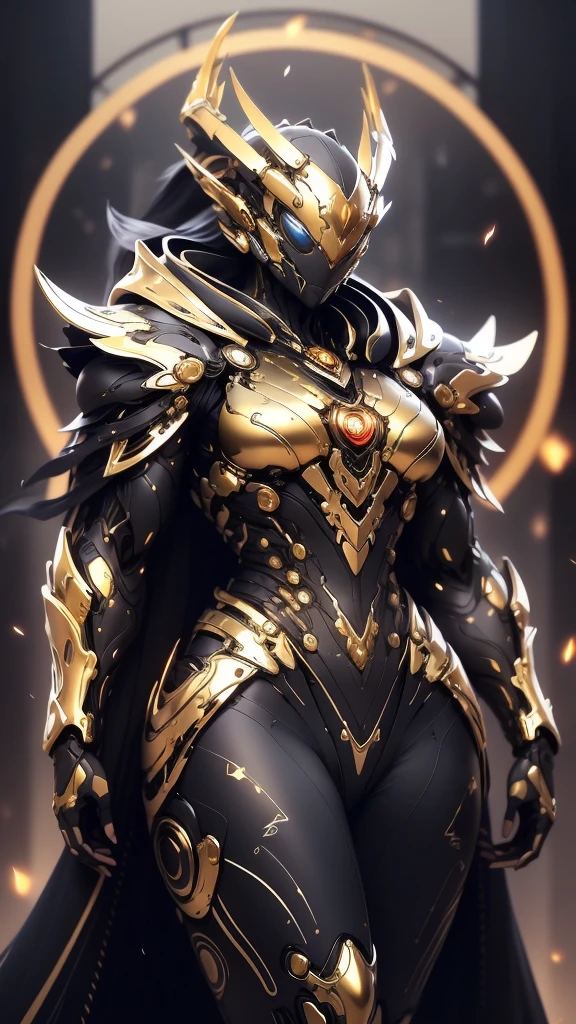 A woman adorned in fantasy-style full-body armor, a crown-concept fully enclosed helmet that unveils only her eyes, a composite layered chest plate, fully encompassing shoulder and hand guards, a lightweight waist armor, form-fitting shin guards, the overall design is heavy-duty yet flexible, (the armor gleams with a golden glow, complemented by red and blue accents), exhibiting a noble aura, she floats above a fantasy-surreal high-tech city, this character embodies a finely crafted fantasy-surreal style armored hero in anime style, exquisite and mature manga art style, (mixture of Queen bee and Spider concept Armor, plasma), ((Element, elegant, goddess, femminine:1.5)), metallic, high definition, best quality, highres, ultra-detailed, ultra-fine painting, extremely delicate, professional, anatomically correct, symmetrical face, extremely detailed eyes and face, high quality eyes, creativity, RAW photo, UHD, 32k, Natural light, cinematic lighting, masterpiece-anatomy-perfect, masterpiece:1.5