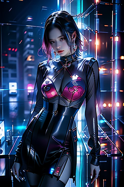 Shy woman on a rainy night,(8K Ultra HD、Digital SLR Camera、Soft Light、high quality、Volumetric Lighting、frank、photo、high resolution、4k、8K、Bokeh),(Rich details on the eyes and face,warm color, Very saturated colors,Show a charming smile, little cherry mouth, Balanced Eyes, Perfect face, Pretty Face, black eyes,Skin is transparent and visible, Shirasawa skin, cosmetic,earrings,Forehead chain,necklace, Jewelry,Headdress,Hair accessories),(Create stunning images of real girls, warm light, Dynamic poses, Elegant Posture, Cowboy lens, Front full body,Look confident from the front,Body facing the camera,Standing pose facing the camera,Open your legs slightly,Golden Ratio Graphics,Minimalism,) ,Chinese anime girl,Pink Hair,Waist-length hair,Messy Hairstyle,,Gradient hairstyles,Cyberpunk hairstyle,(Transparent clothes:1.5),Bright red clothes,Thin clothes。Transparent mesh clothes,Transparent clothes,Transparent dress,(Sexy,Perfect breast shape、Very detailed breasts,34E cup),No underwear,(Super high waist,Waist hollow,Levain),Black socks.(Clear knee-length socks、Garter socks,Leg ring,garter、腿部garter,Waist ring),Rainy day background