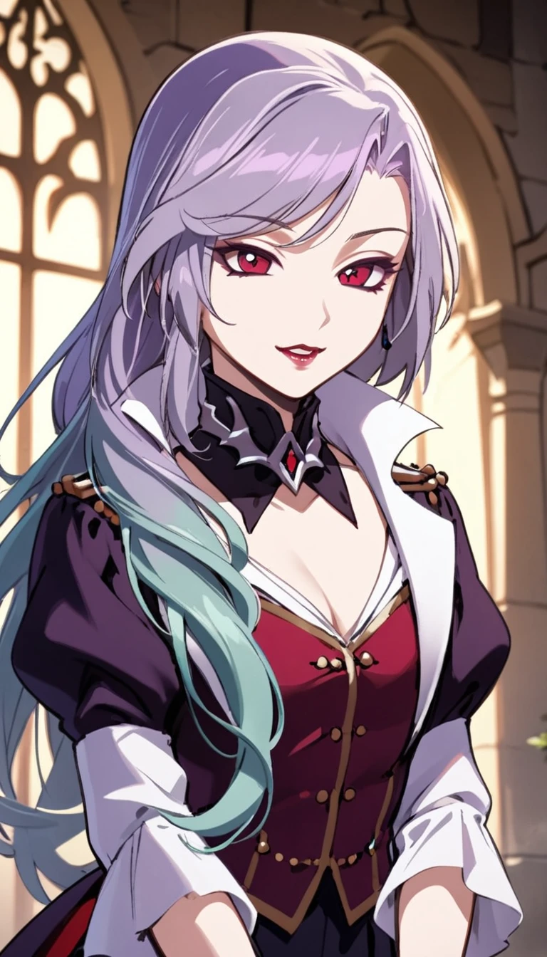 1girl, Sonata, vampire, purple hair