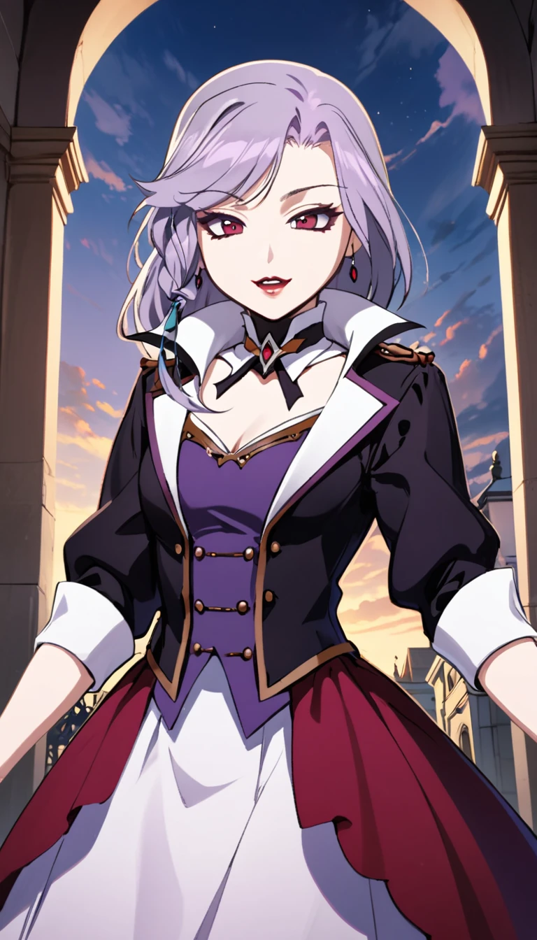 1girl, Sonata, vampire, purple hair