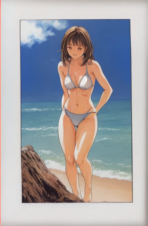 Iori is standing in a bikini。