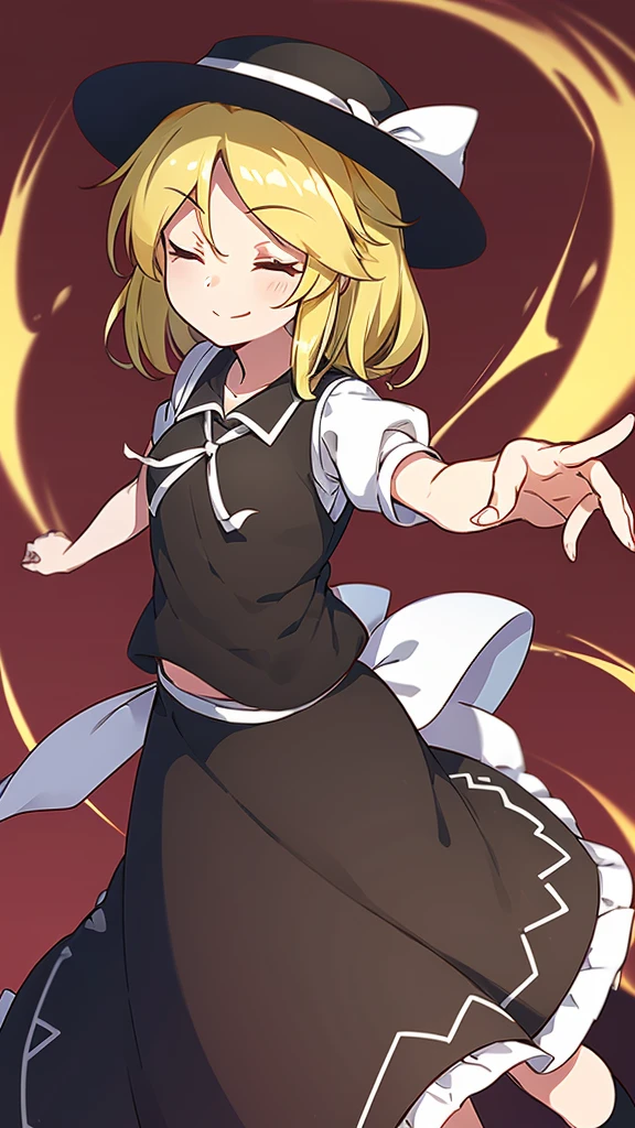 1girl, , , masterpiece, best quality, 10 years old, medium blonde hair, forehead visible bags, yellow eyes, hat, heart, black headwear, puffy short sleeves, log black skirt, heart hads,,1girl, solo, yellow eyes, yellow hair, bow, hat bow, socks, black footwear, black skirt, short sleeves, yuki (touhou), black vest, white sleeves, frill skirt, light smile, from behind, to lift up one’s skirt, cowboy shot, from front, standing , raise one leg, crossed arms, arms up behind, arms behind back, hand between legs, put hands hip, one hand on hip, forward hands, arms raised in the air, punch hands, peace sign, waving, put up index finger, sit, lie down, closed eyes, lie face down, looking back, put one hand chest, leaning forward, cleavage, close up, horizontally outstretched arms, horizontally outstretched legs, front view, front face