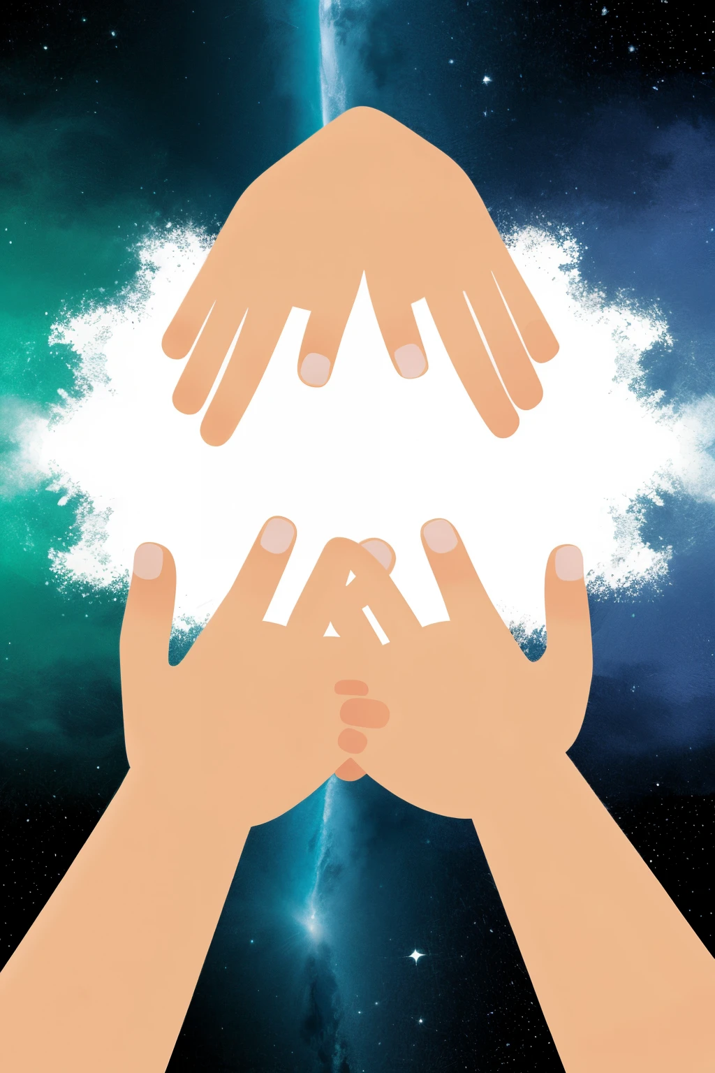 Create a cartoon image of two hands colliding.