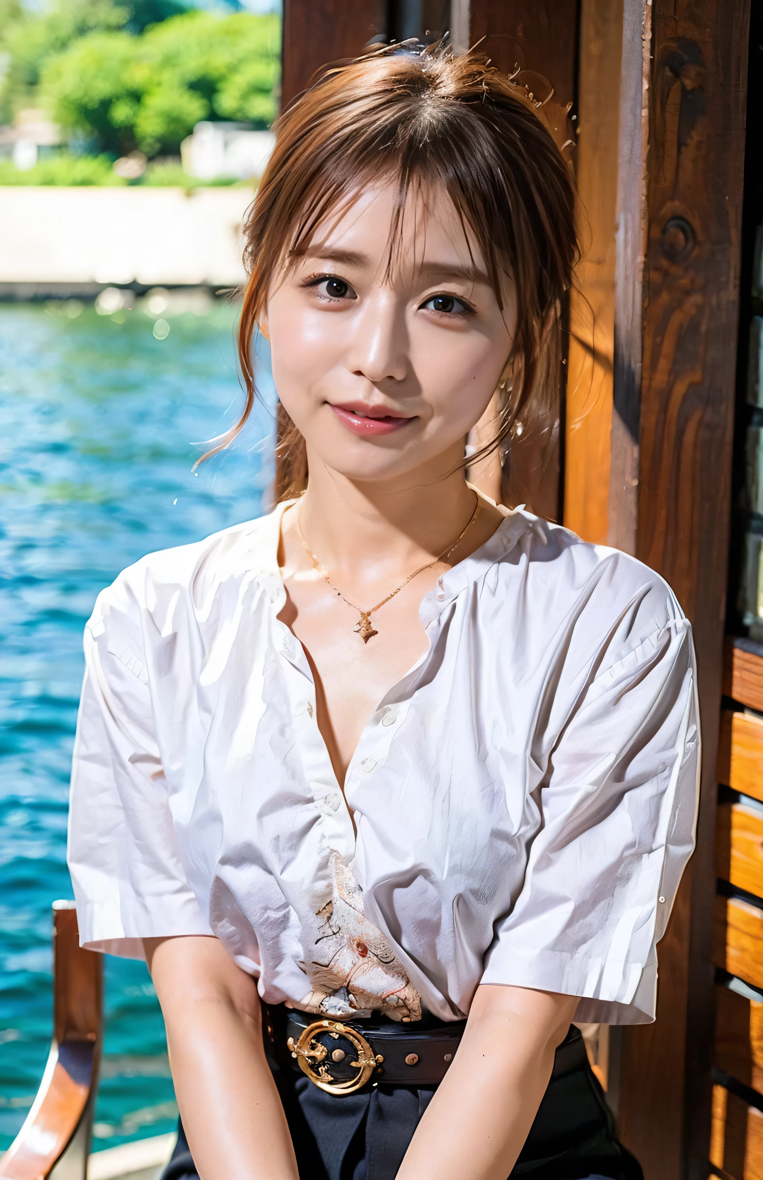 ((A luxurious white shirt and luxurious white panties:1.4))、(Hair tied up、Woman riding a gondola in Venice、Woman toasting with a red Venetian glass:1.4).Woman in a gondola in Venice、Light brown hair、Elegant hairstyle、Blue Eyed Woman、A woman with a cute upward gaze、When the sky gets dark、When the sun goes down the sky turns red、Tight clothing that shows your body lines、、Elegant summer knitwear、Elegant summer sweater、Leather Belt、Short skirt、Dress elegantly着こなす、Luxury Bagedium Shorthair:1.4))、The sun shines on her、Light brown hair、Light brown hair、The sky was dyed red、There are clouds、private's cute、Her ample breasts are obvious even through her clothes..、The shining sun is so beautiful、Dusk is approaching、Lens flare、You can see the sunset、((Sunlight reflecting off the ocean、Ocean View、The sun shines on the ocean、'beautiful.、Small earrings、private'evening、Birds are also flying、、Brown Hair Color、Tying up hair、The woman is on the right:1.4))、Luxury Leather Belts、Shiny clothes、Light beige hair color、Background Blur、Braid only the front hair、Light brown hair、{{Cowgirl Shot}}、((Close-up shot from the waist up、Ample breasts:1.4))、Smile、Silk clothing、Ample breasts that can be seen even through clothes、Braid only the front hair、Cowboy Shot、Gorgeous white collared silk shirt and brown skirt、Dress elegantly、Luxury Bags、A lovely smile、((Ample breasts))、Full body photo、ring、Short skirt、Tuck your hair behind one ear、Silver Necklace、smile、 Elegant ponytail、Caustics、Highly detailed photos、Very beautiful and ideal short hair、Super no makeup、(8k、RAW Photos、Highest quality、masterpiece:1.2)、(Realistic、Realistic)、1 girl、((Medium Short Hair、Looking into the camera:1.4))、Hair blowing in the wind