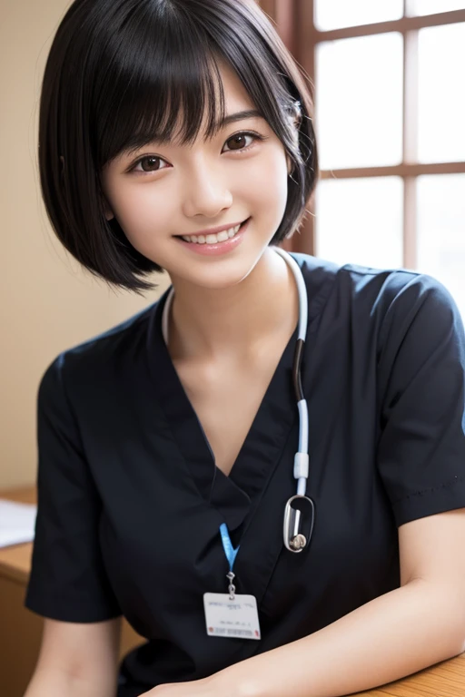 Top quality 20 year old Japanese nursing student 1 girl Black hair Short hair Smiling Quiet