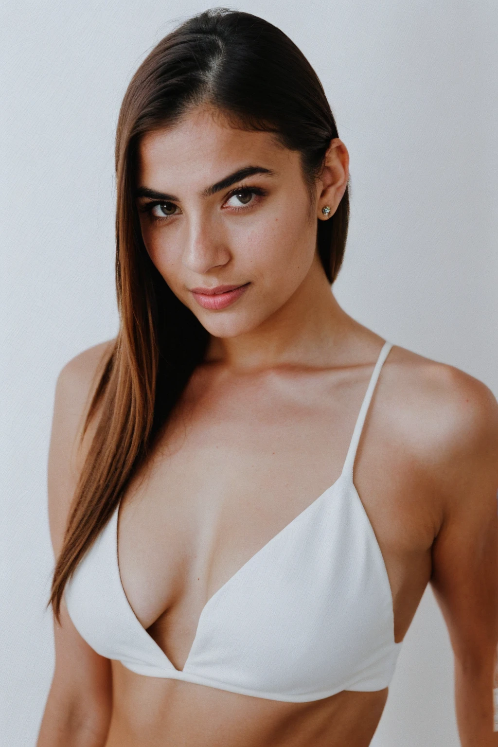 RAW photo,candid photograph, full body,photo of a beautiful,modern,25yo Kurdish woman, detailed skin, naked, looking at viewer, thick,white background,no background, candid pose,blue light, film grain, kodak color, instagram LUT