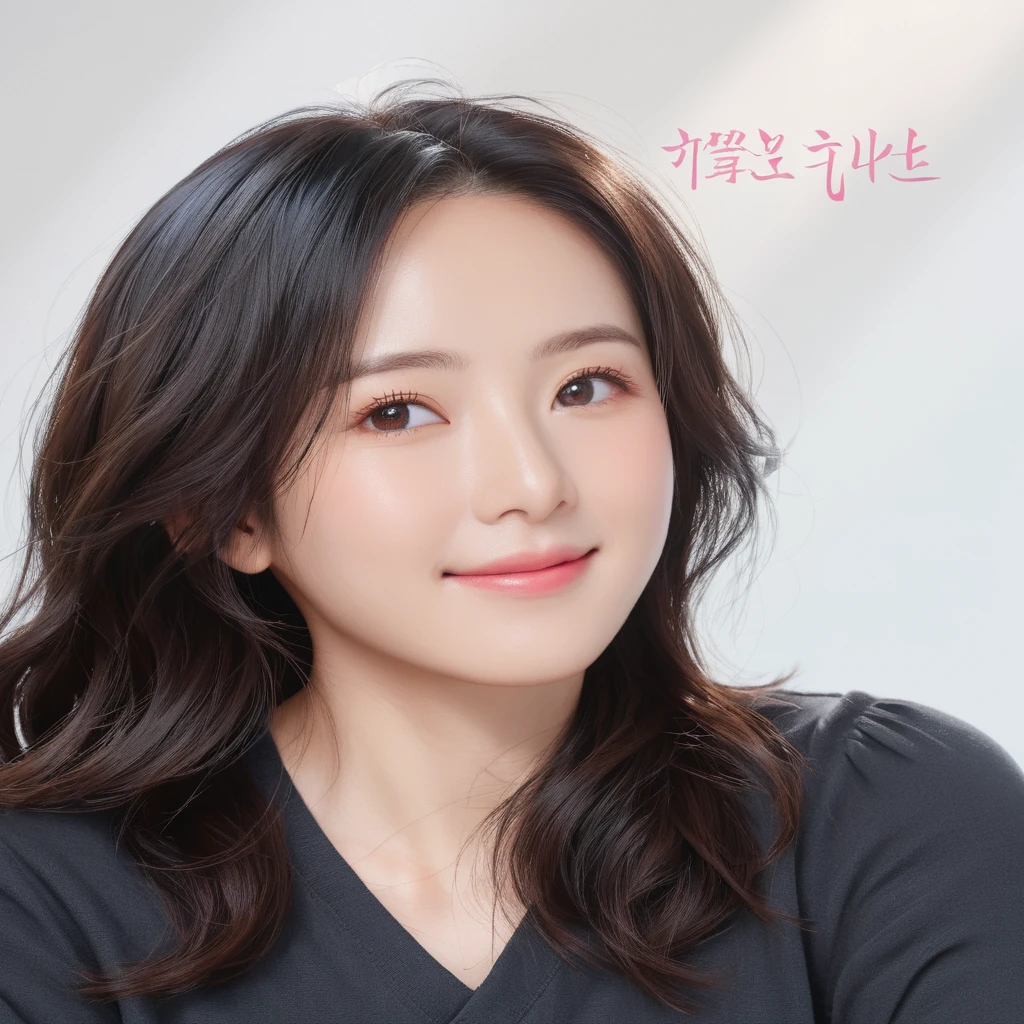 Best Quality, 8k, Masterpiece, (Portrait: 1.3), (photo realistic:1.4), (hyper realistic:1.4), Sharp Focus, looking at viewer, (smoother lighting:1.1), (increase cinematic lighting quality:0.9), realistic lighting, backlighting, light on face, ray trace, (brightening light:1.2), (Increase quality:1.4), sharp detail, (best quality real texture skin:1.4), finely detailed eyes, black_eyes, finely detailed face, 35 year old Korean woman, smiling_face