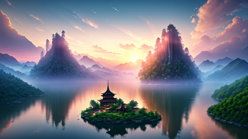 Golden roses were blooming in the sky at dawn, pink clouds were floating, and there was a church on the ground,ultra-realistic,by Ivan Aivazovsky ,in volumetric lighting, Trending on artstation The Jungle Book, bamboo tree fantasy, Long bamboo, Practical, consumption environment, AI, Artificial water source, Build a bridge between two different places surrounded by bamboo forest, Night view, 8k best quality, AMD FidelityFX Super Resolution 3, Rendered by Nvidia RTX DLSS 3.5,(masterpiece, best quality:1.2), (masterpiece, best quality:1.2), landscape, aerial perspective, Tropical mountains, landscape indigo accent, mythology, cinematic,detailed, Atmospheric,backlight,epic, cinematic, conceptual art, matte painting, Beautiful scenery, Realistic lighting, masterpiece, high quality, nice graphics, high detail, ultra detailed, cinematic lighting, high dynamic range, illustration, --v6(Conceptual art, Contemporary art, cinematic lighting, anatomically correct, UHD, masterpiece, highres, 16k, high quality, award winning)
