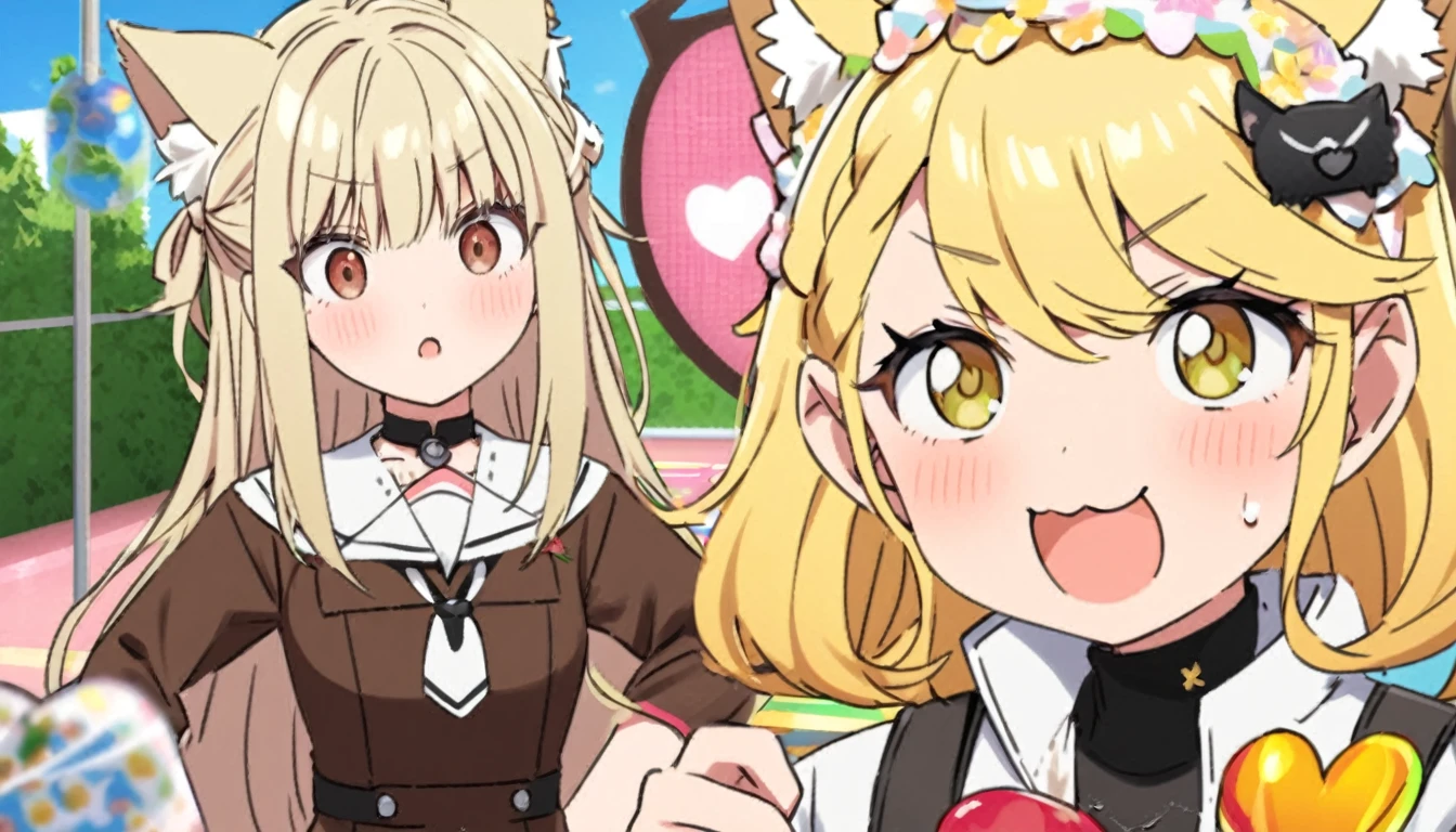 make an edition of the gacha life game with one with wolf ears and a blonde with brown eyes