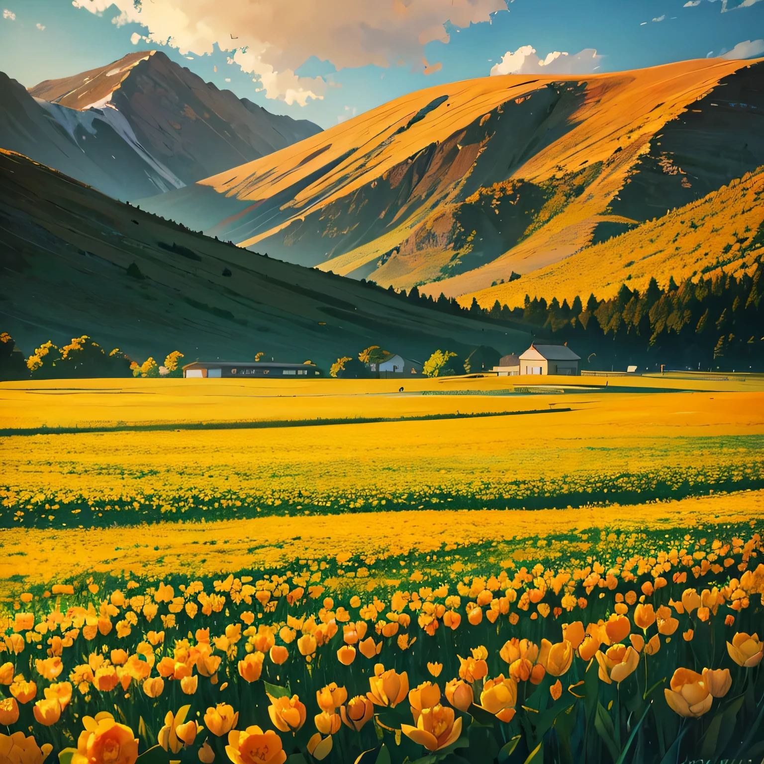 Apricot flowers landscape, photograph, 4k HD