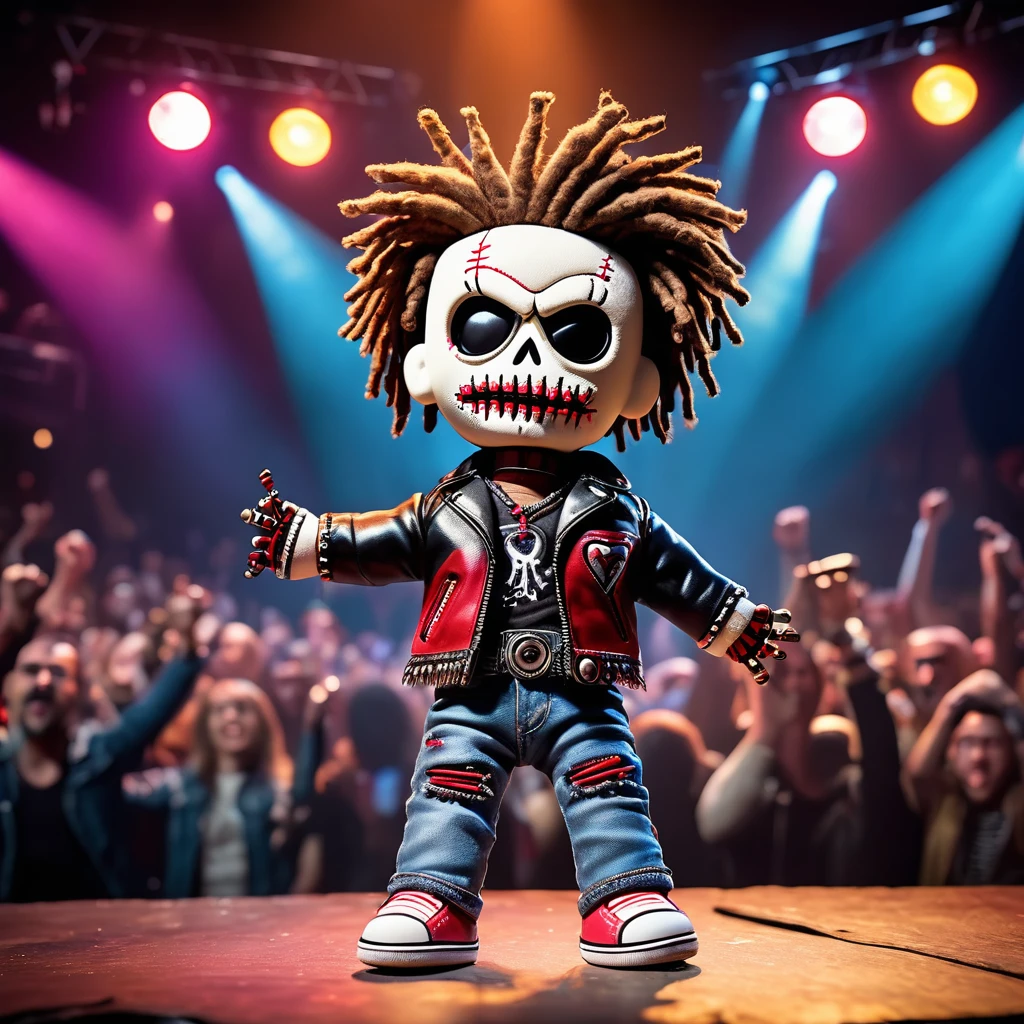 (knitted toy voodoo doll:1.7), (Voodoo Doll Filmmaker:1.3), (Clothing: stylish director’s outfit with film reel patterns:1.0), (Accessories: enchanted megaphone emitting golden light, levitating film scripts:1.1), (background: iconic Hollywood sign with floating camera equipment, glowing lights, and spectral actors:1.2), best quality, masterpiece, detailed soft oil painting, detailed background, dramatic cinematic lighting, soft edge lighting, professional, dramatic lighting, hard edge lighting, ultra quality, 4k, masterpiece, best quality, 8k, ultra high definition, high resolution, extremely detailed