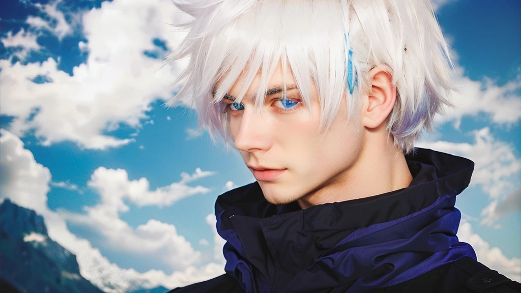 guy with white hair and beautiful blue eyes