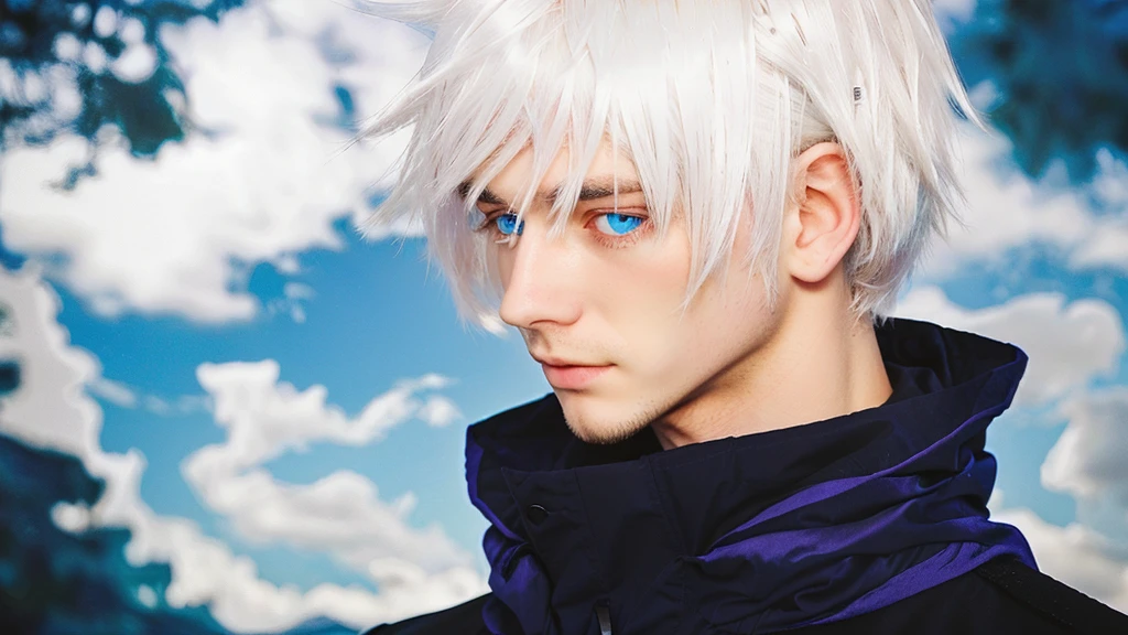 guy with white hair and beautiful blue eyes