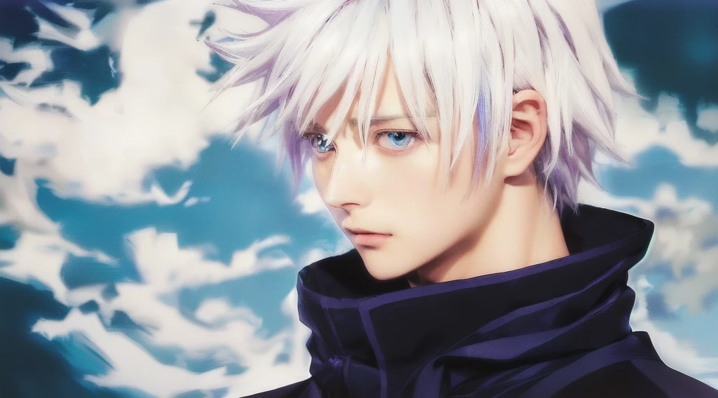 anime character with white hair and blue eyes looking at the camera, killua zoldyck black hair, killua zoldyck portrait, killua zoldyck, genesis of aquarion, white haired, white-haired, hijikata toushirou of gintama, tall anime guy with blue eyes, today's featured anime still