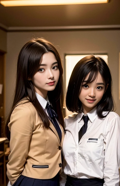 ((((8k)))), RAW Portrait (Japanese women),masterpiece、Photorealistic:1.3、((Realistic)), (((Ultra-high resolution: 2.0))), Highest quality, Real Life Photos ,( in the evening :1.1), ((((2 girls:1.5)))), (((Two girls showing off their panties In the room)))、(Cute face:1.3)、日本の2 girls,((Two Japanese high school girls))、((Two real high school girls))、((Japanese High School Uniform:1.6))、 blonde,Slender body,、In the room、 big, beautiful, beautiful目, Black Hair,(Written boundary depth:1.3)、 ((Dark brown eyes:1.2))、(Realistic skin texture:1.3)、(Immersive atmosphere:0.8、Chiaroscuro:1.2) 、(View Audience:1.3)、((smile:1.3))、((From belowの天井:1.2))、((She&#39;s wearing tiny silk panties))、((Panty shot))、((A woman rolling up her skirt))、((From below:1.15))、((Crotch close-up:1.42))、((Panty shot))、((Spread your legs out to the side:1.4)), Crouching, (((Skirt lifted : 1.7))), One person flips up her skirt, Lolita Socks, ((1人に注目してPanty shot: 1.8)), Seated whole body, (Thighs:1.5)) ,knees, (((All squatting, whole body:1.6))),Fresh and muscular thighs, ((White short socks with frills: 1.2 )),