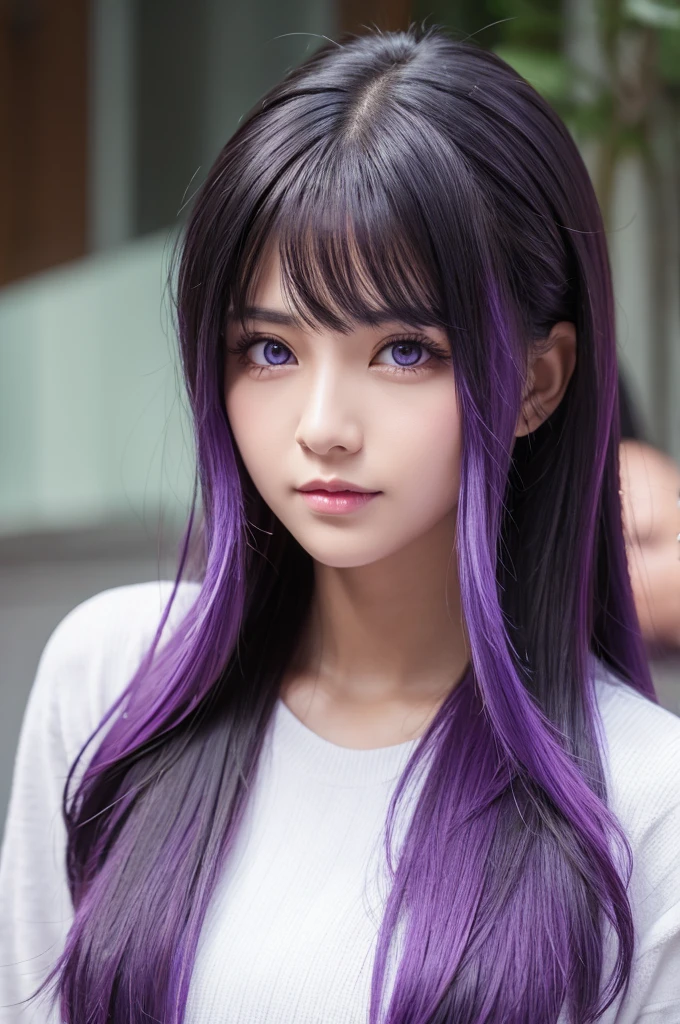 female Hair colorpurple Eyes are black