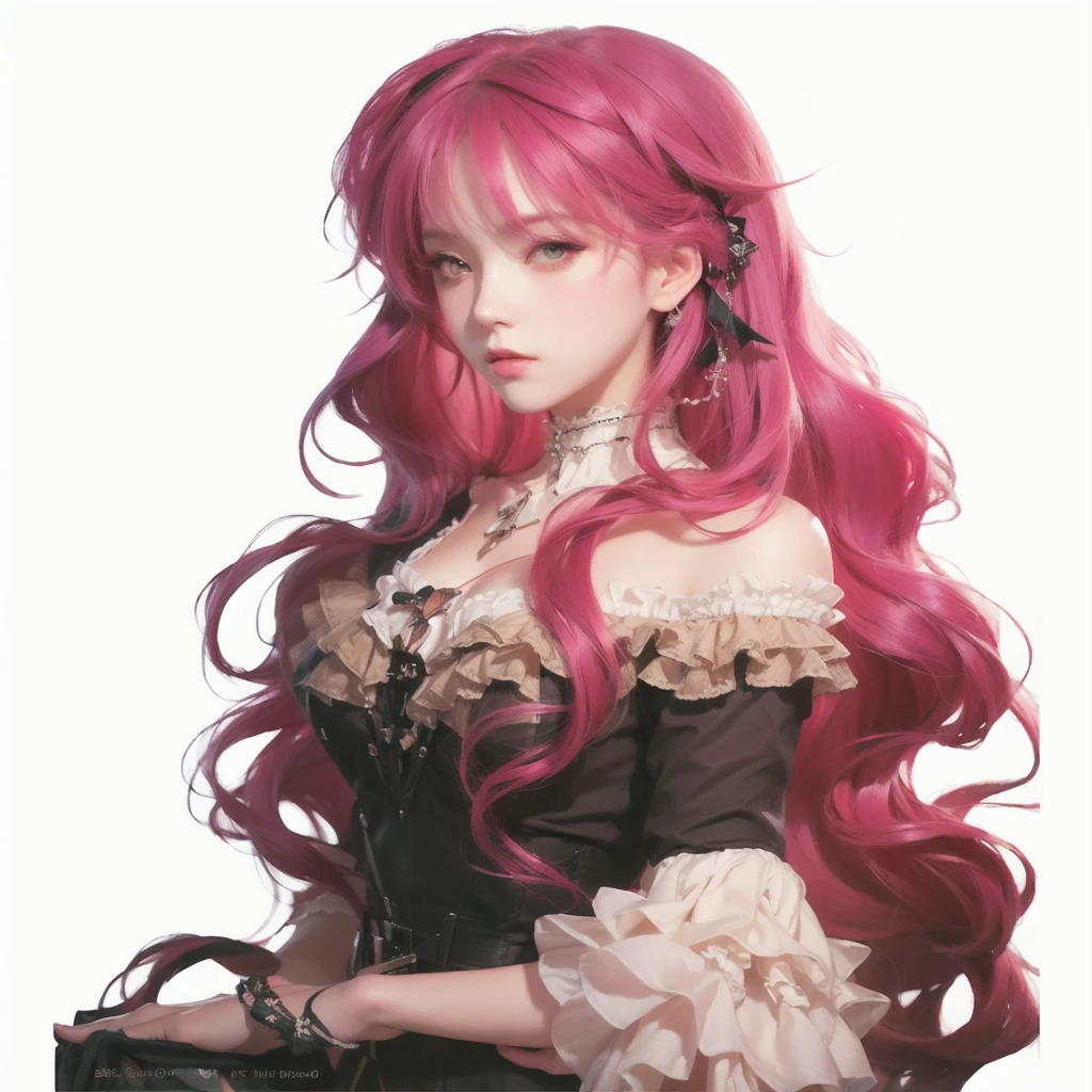 girl with pink hair and a black dress, beautiful woman, gothic maiden girl, beautiful girl, beautiful alluring woman, girl with long hair, beautiful woman, guweiz, portrait of ta, cushart krenz key art feminine, detailed character art