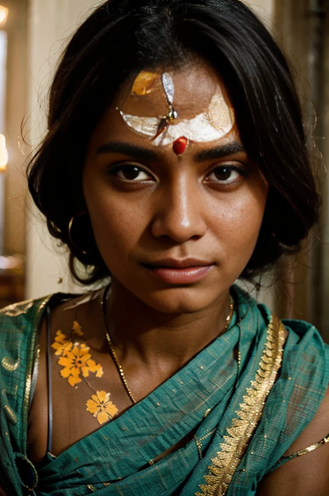 The image depicts an Indian woman, her face filled with sorrow, dressed in traditional attire. The photograph captures her vulnerability and raw emotion. Her clothing is beautifully adorned, reflecting the rich cultural heritage she embodies. The composition and lighting of the image highlight the contrast between her weathered features and the vibrancy of her dress. Despite her sadness, her eyes draw you in, leaving a lasting impact on the viewer. This stunning photograph is a testament to the impeccable skill of the artist, who portrays the woman with utmost respect and dignity.