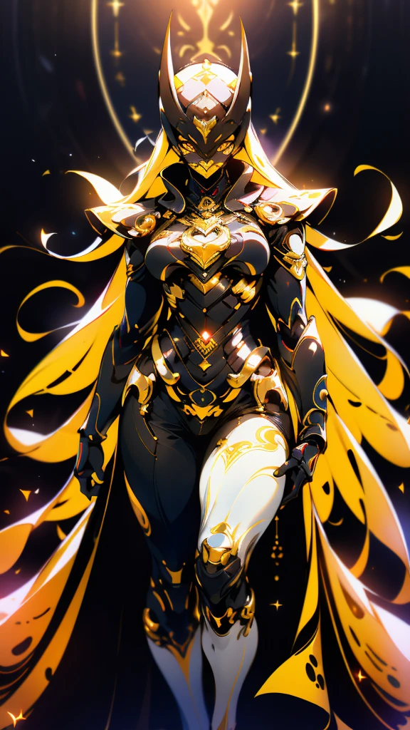 A woman adorned in fantasy-style full-body armor, a crown-concept fully enclosed helmet that unveils only her eyes, a composite layered chest plate, fully encompassing shoulder and hand guards, a lightweight waist armor, form-fitting shin guards, the overall design is heavy-duty yet flexible, (the armor gleams with a golden glow, complemented by red and blue accents), exhibiting a noble aura, she floats above a fantasy-surreal high-tech city, this character embodies a finely crafted fantasy-surreal style armored hero in anime style, exquisite and mature manga art style, (mixture of Queen bee and Spider concept Armor, plasma), ((Element, elegant, goddess, femminine:1.5)), metallic, high definition, best quality, highres, ultra-detailed, ultra-fine painting, extremely delicate, professional, anatomically correct, symmetrical face, extremely detailed eyes and face, high quality eyes, creativity, RAW photo, UHD, 32k, Natural light, cinematic lighting, masterpiece-anatomy-perfect, masterpiece:1.5