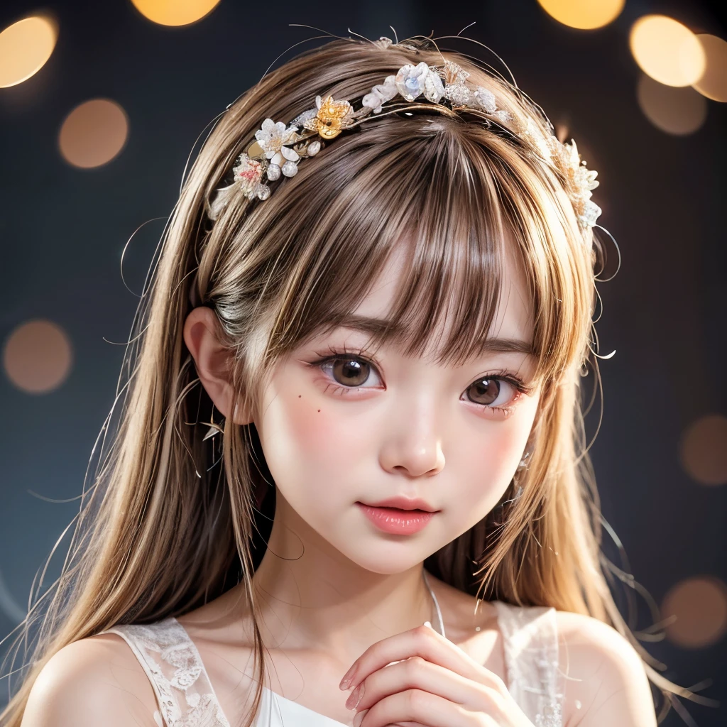 NSFW, 8k, High-level, absurd, masterpiece, best quality, primitive, very detailed CG, very detailed wallpaper, perfect lighting, Extremely detailed (((The personifying " Hina Dolls " as a ))), MysticSight, Tyndall effect, Tyndall scattering, Studio gray background with (many Dazzling RainbowColor particles BokeH:1.28), (RoundlyButts, ThighGap), (Exposed:0.4), (Assfocus with looking ahead), BREAK (NOGIZAKA face variations) Extremely Detailed very KAWAII face variations, perfect anatomy, Childish, captivating gaze, elaborate detailed Eyes with (sparkling highlights:1.28), long eyelashes、Glossy RED Lips with beautiful details, Coquettish tongue, Rosy cheeks, Radiant PearlSkin with clear transparency . { (Dynamic LifeLike expressions:1.4) | :d) }, (large eyes:-1) .