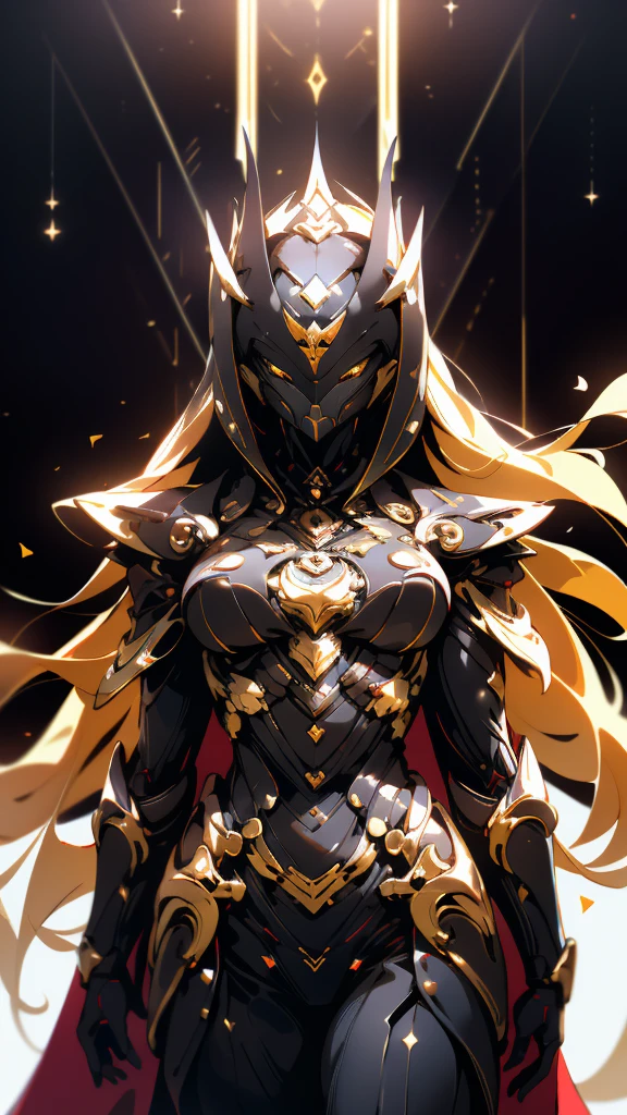 A woman adorned in fantasy-style full-body armor, a crown-concept fully enclosed helmet that unveils only her eyes, a composite layered chest plate, fully encompassing shoulder and hand guards, a lightweight waist armor, form-fitting shin guards, the overall design is heavy-duty yet flexible, (the armor gleams with a golden glow, complemented by red and blue accents), exhibiting a noble aura, she floats above a fantasy-surreal high-tech city, this character embodies a finely crafted fantasy-surreal style armored hero in anime style, exquisite and mature manga art style, (mixture of Queen bee and Spider concept Armor, plasma), ((Element, elegant, goddess, femminine:1.5)), metallic, high definition, best quality, highres, ultra-detailed, ultra-fine painting, extremely delicate, professional, anatomically correct, symmetrical face, extremely detailed eyes and face, high quality eyes, creativity, RAW photo, UHD, 32k, Natural light, cinematic lighting, masterpiece-anatomy-perfect, masterpiece:1.5