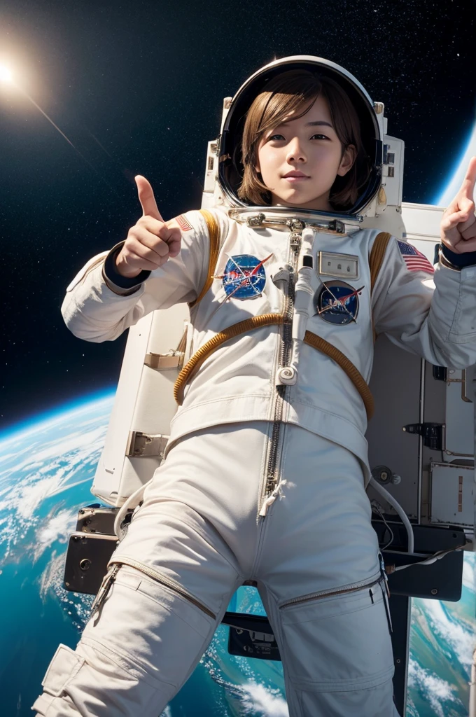 Make an astronaut pointing up.
