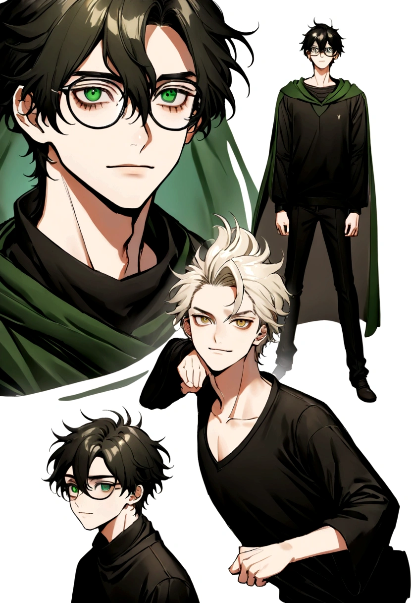 Harry James Potter 14 years old, 175 centimeters tall, sin gafas, wearing a black sleeveless sports sweatshirt and tight black pants marking his manhood, furioso sus ojos brillando en un verde intenso, apuntando con su varita y lanzando un hechizo a Albus Dumbledore