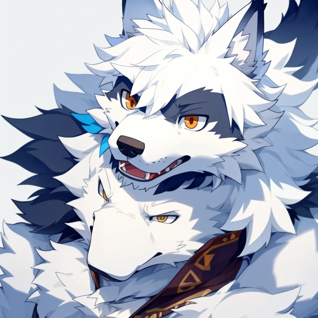 male, furry wolf, cute, rich, head only, rich, 