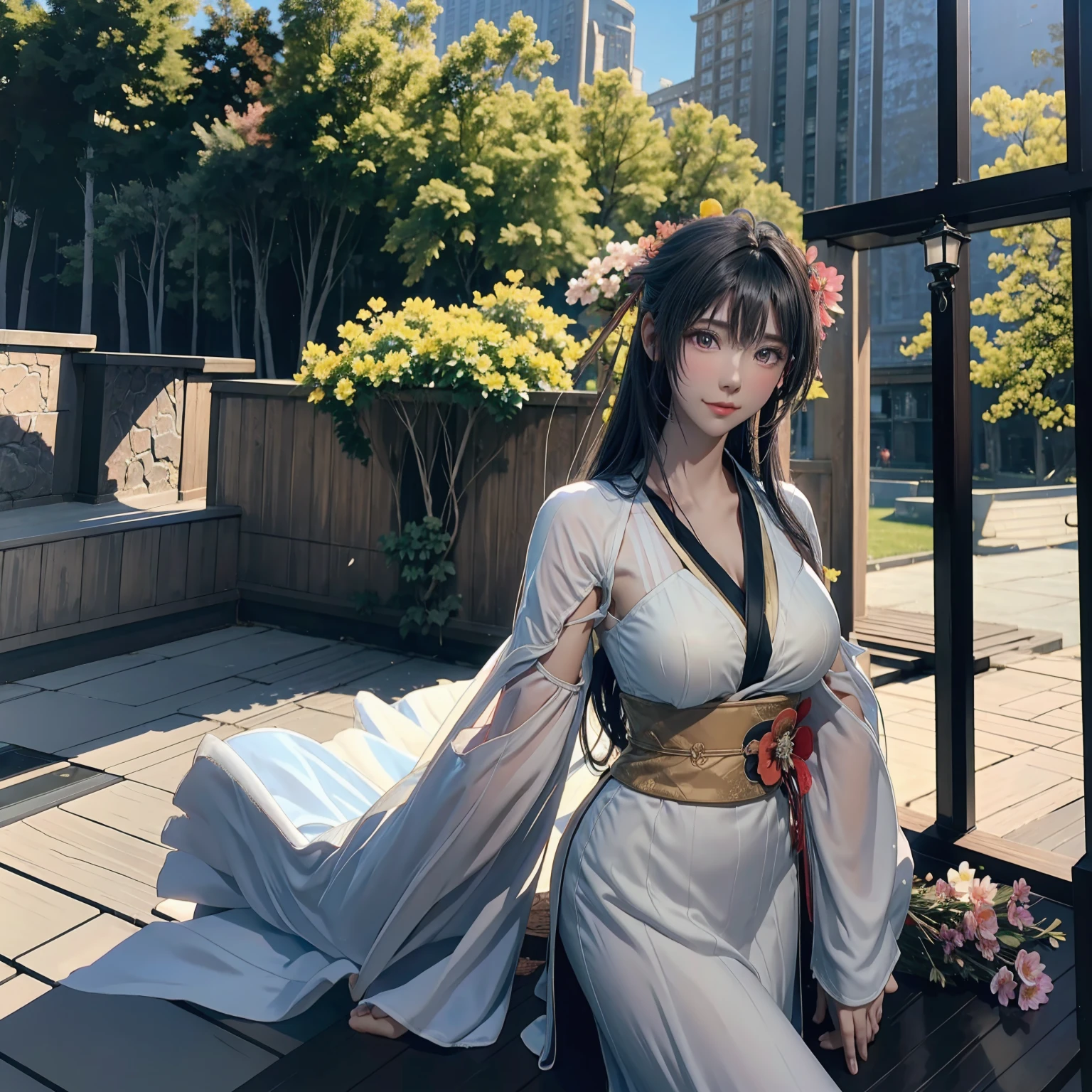 ((Realistic lighting, Best quality, 8K, Masterpiece: 1.3)), Focus: 1.2, 1girl, Perfect beauty: 1.4, Slim Abs: 1.1, ((Long dark brown hair, Big breasts: 1.3)), (Transparent pajamas: 1.5, Black open crotch socks: 1), (Outdoor, night: 1.2), City streets, thin eyes, Double eyelids, hands on head, (lying on bed: 1.4), facing the camera, legs open, (Full body: 1)