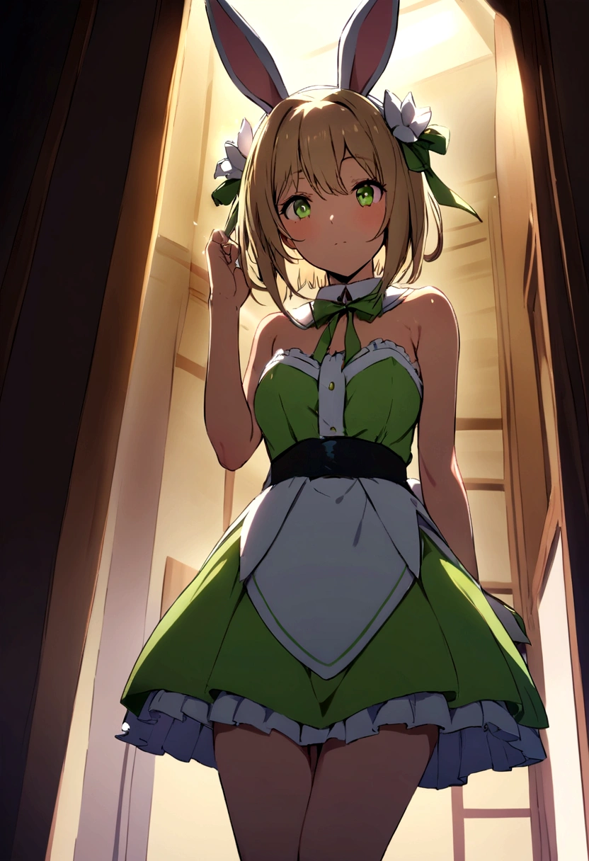 Girl in Bunny Girl　high quality　An inviting gaze　A room in a bar　High exposure