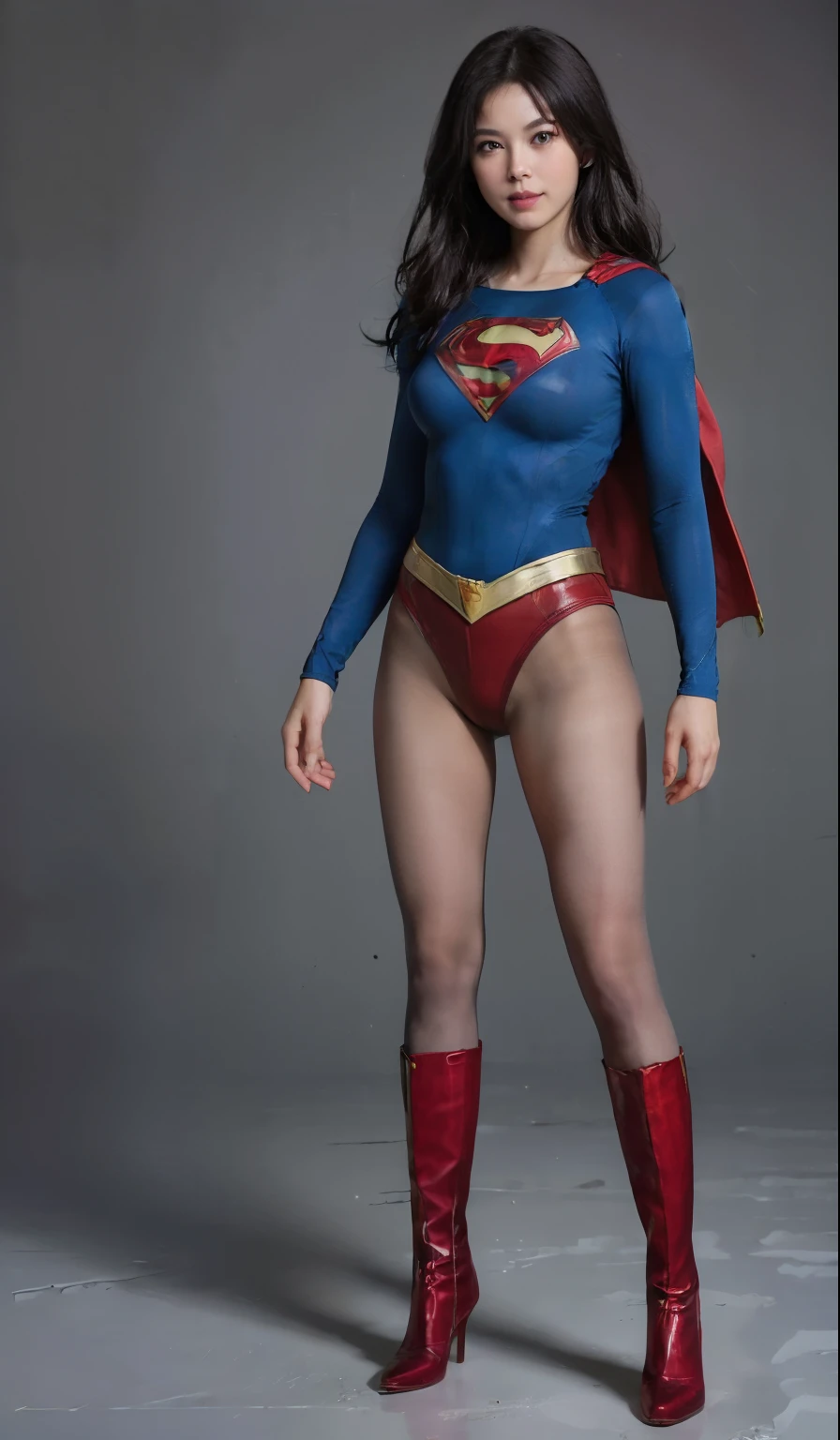 No background、(((Beautiful legs in black tights.)))、(((Legally express the beauty of your smile)))、((((Make the most of your original images)))、(((体にぴったりフィットするSupergirl Costume)))、(((Supergirl Costume)))、(((Beautiful Short Hair)))、(((She is winking cutely.)))、(((Please wear black tights....、Wear red boots)))、((Best image quality、8k))、((Highest quality、8k、masterpiece:1.3))、(((Preserve background )))、Sharp focus:1.2、Beautiful woman with perfect figure:1.4、Slim Abs:1.2、Wet body:1.5、Highly detailed face and skin texture、8k