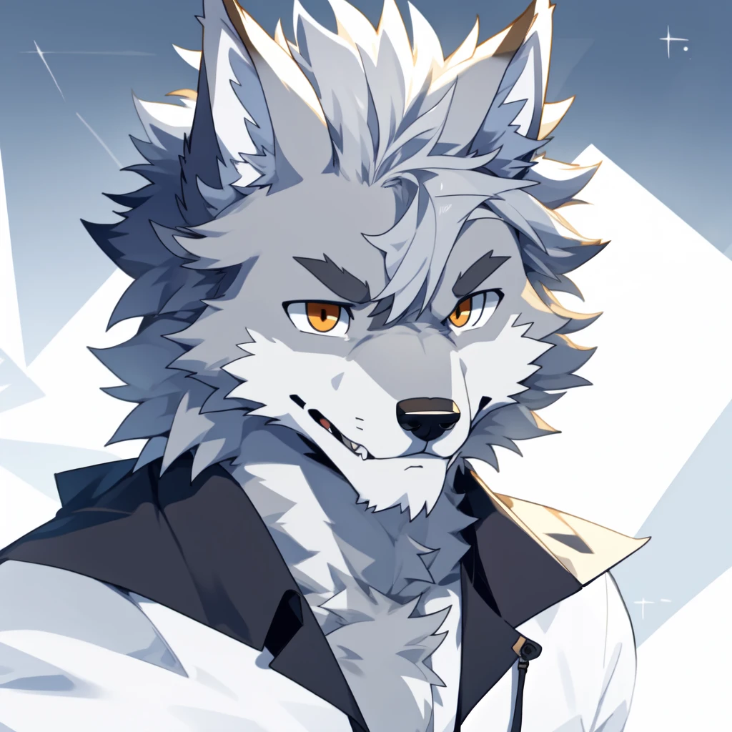 male, furry wolf, cute, rich, head only, rich, solo, grey fur, young