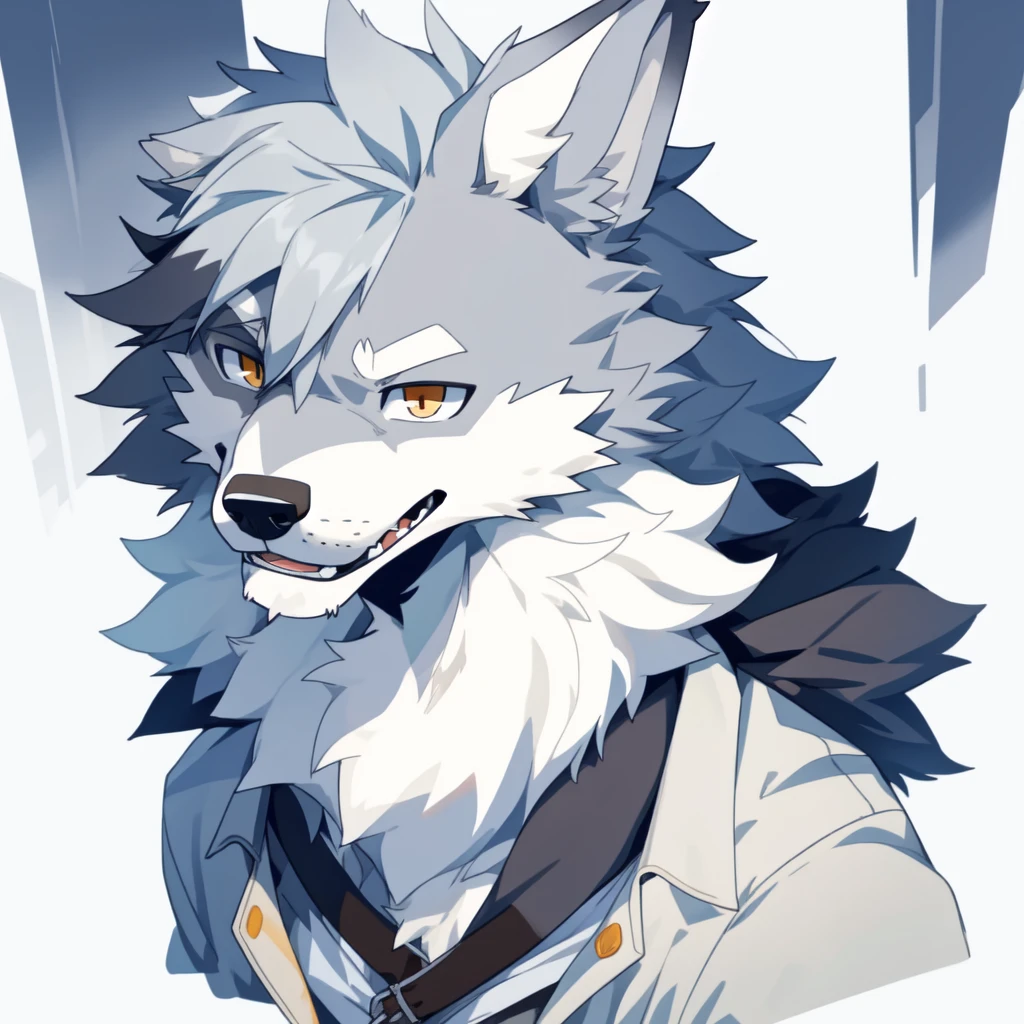 male, furry wolf, cute, rich, head only, rich, solo, grey fur, young
