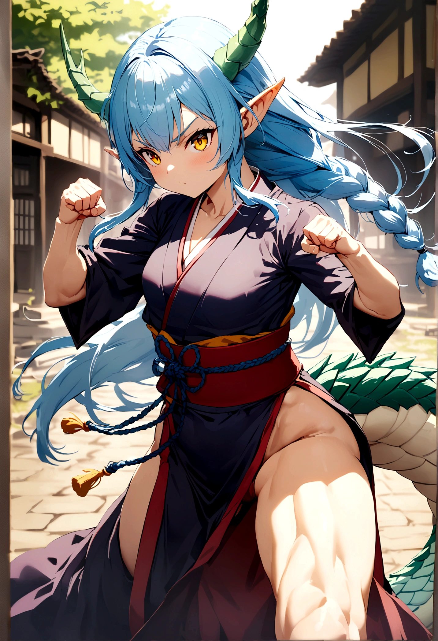 Miku Hatsune x vixen , ninja girl add_detail:1 holds a katana bathed in blood add_detail:1
