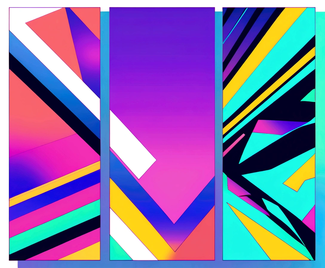 Aesthetic gradient Y2K posters and modern abstract backgrounds, vector cover templates. Neon glow color gradient posters with Y2K aesthetic geometric and simple minimal line frames on background