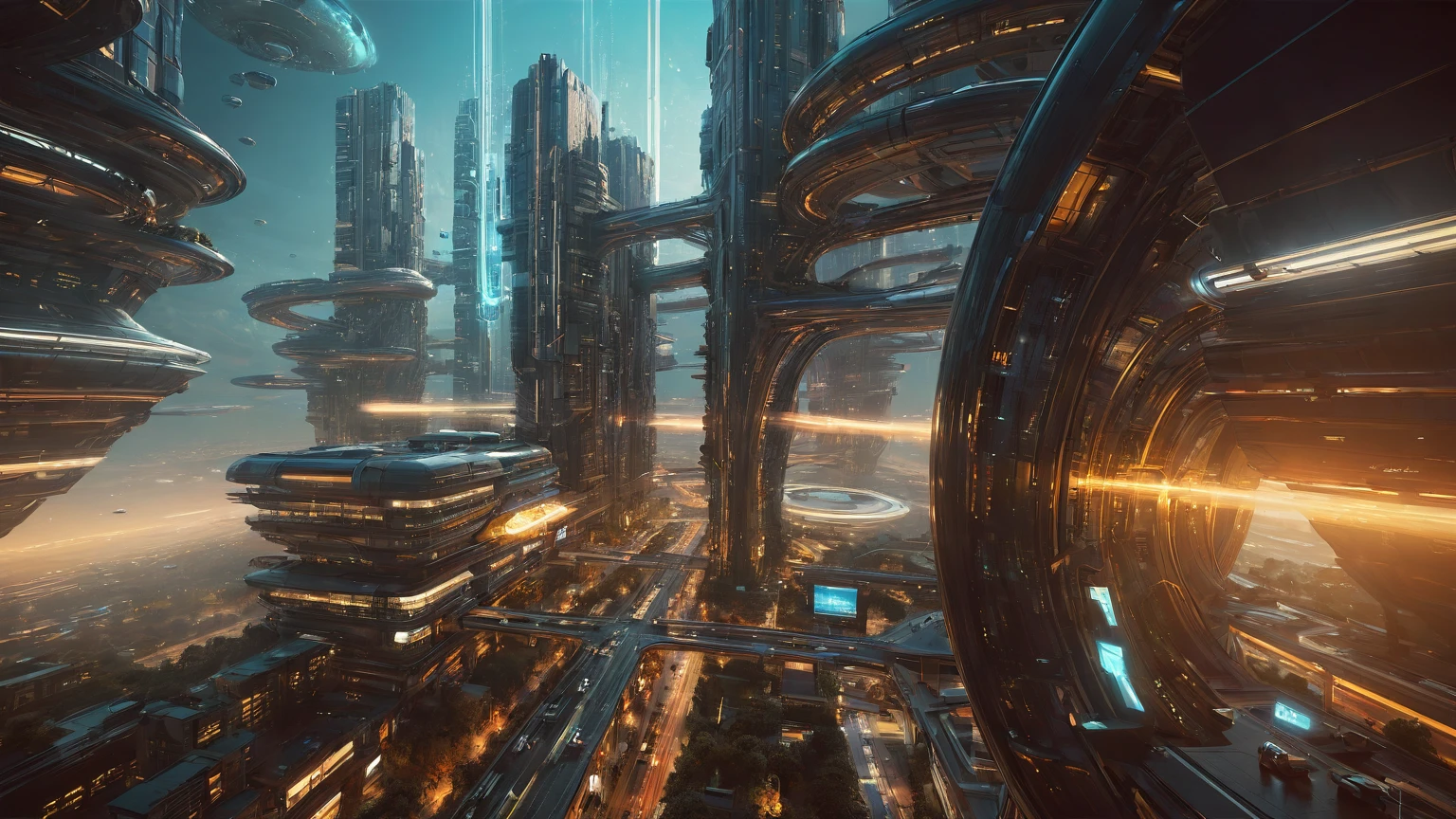 brightly colored abstract image of a space station with a spiral, epic beautiful space scifi, chaotic cinematic space rift, greg beeple, (((((flying cars, 1drone))))), planets colliding, beeple and tim hildebrandt, beeple and jean giraud, end of the universe, galaxy space sci-fi, ringworld, by Mike "Beeple" Winkelmann. Matrix style, (((((Matrix cascading code))))), (((((a futuristic twin tower skyscraper with a unique twisted design))))), (((((OLED GUI interfaces in the building))))), at night, (((((1girl, solo))))), photo realistic, (((large-breast:1.2 slim body, cleavage))), (((off broken mini sling-shirt and black sling bra, extreamly short pleated miniskirt exposing panty))), (((((running pose))))), (((((((matrix style black micro sunglasses))))))), ((((((((((aiming with a short gun)))))))))), (((((looking at camera))))), (((very low view))), (((((half-body thigh level medium shot))))), (((cinematic lighting))).